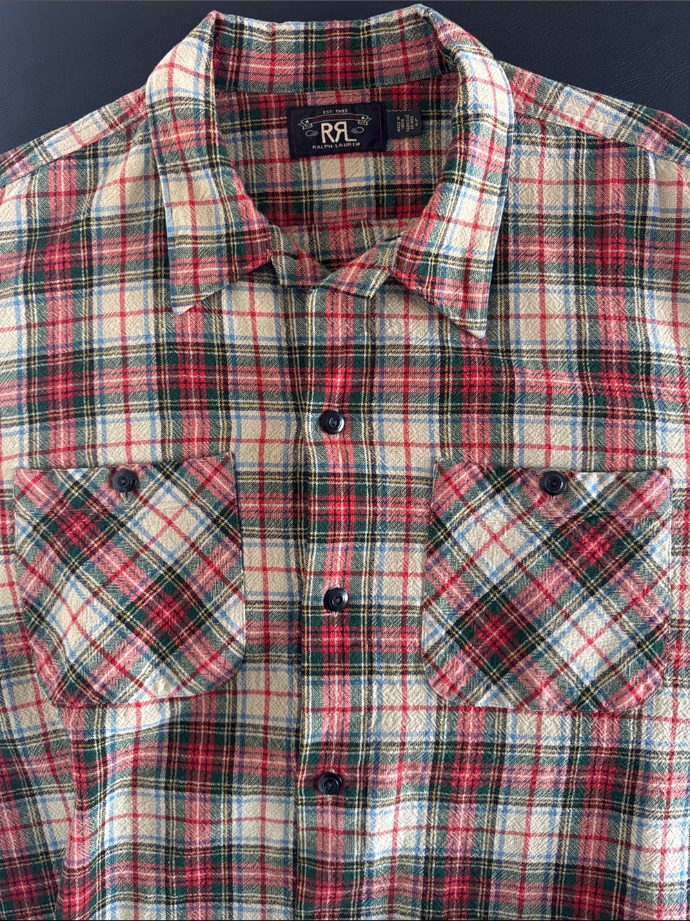 Ralph Lauren Double RL Red, Green and Cream Plaid Button-Down Shirt